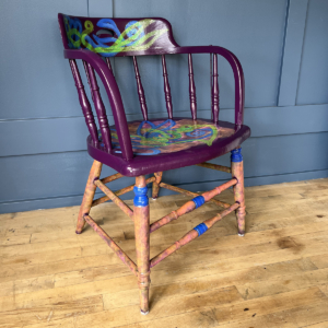 Painted chair by artist Chloe at Arts in Motion Studio WM