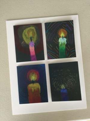 Candle Cards featuring 4 different paintings from artists at Arts in Motion Studio